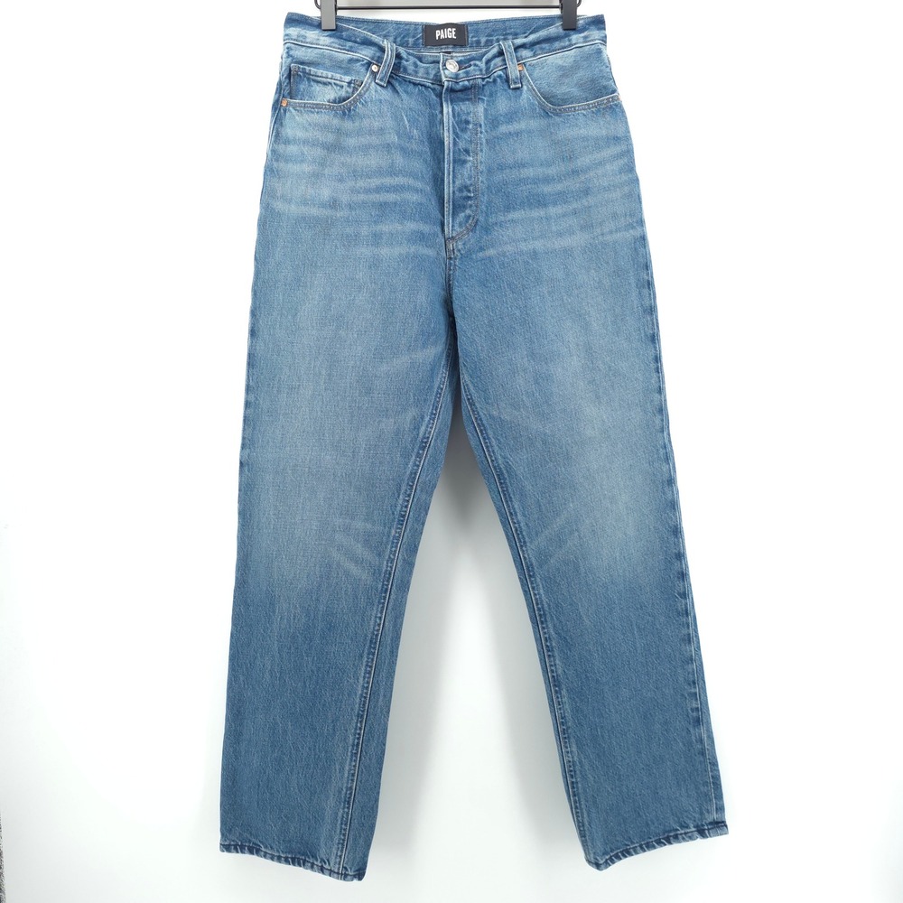 Paige Women Jeans Sawyer 30 Blue High Rise Straight Leg Denim Cotton